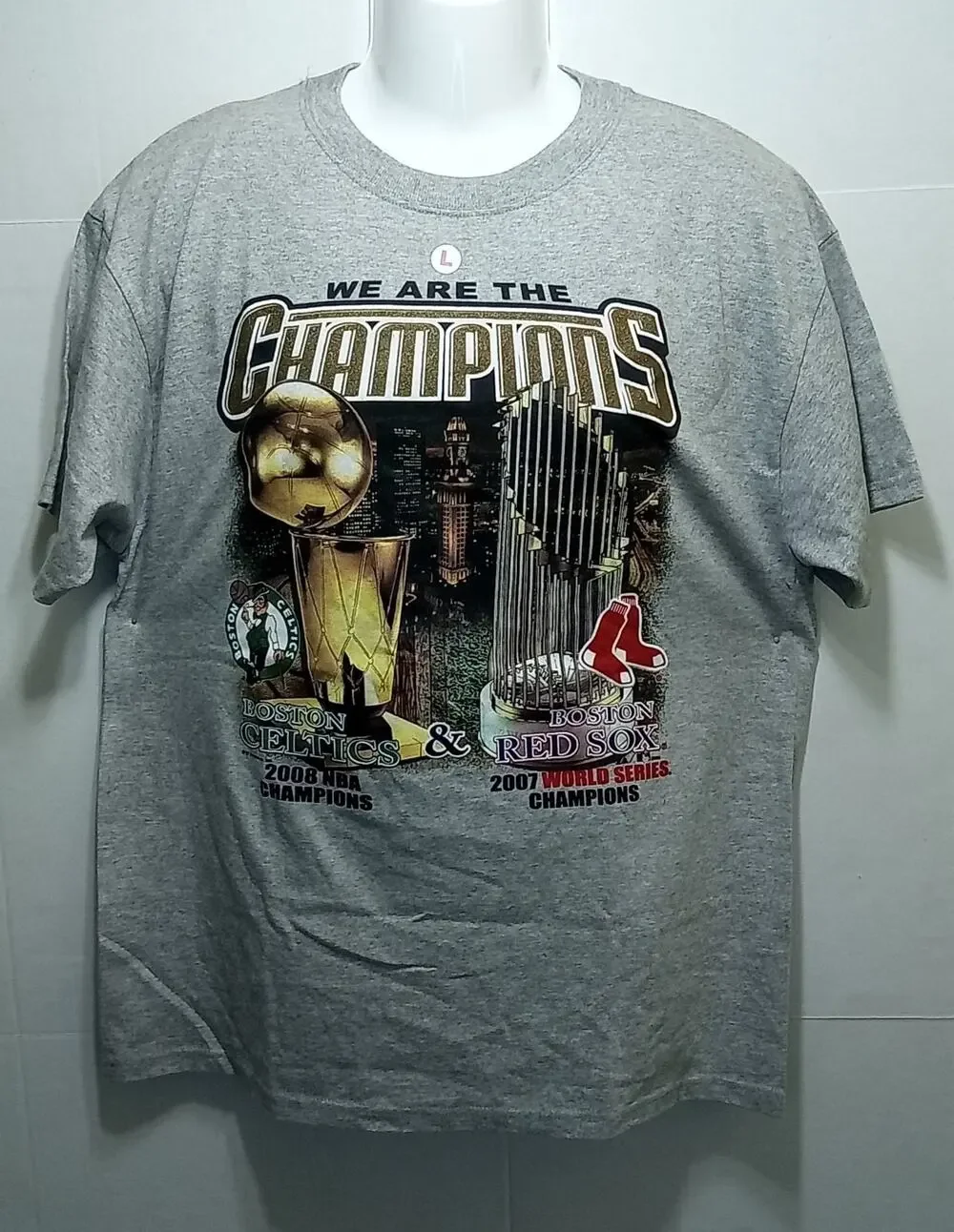 NEW Y2K Boston Celtics '08 & Red Sox '07 Champions Majestic Shirt Men's Large